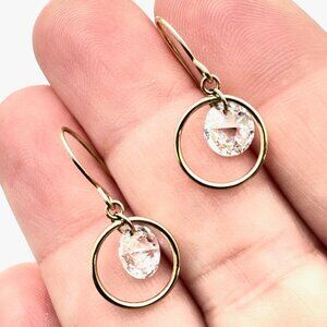 14K Yellow Gold Womens Earrings Cubic Zirconia Chandelier Pierced 2.1 Grams